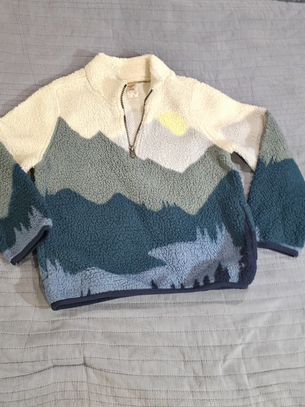 OshKosh B'gosh White & Teal Mountain Sherpa Half-Zip Jacket